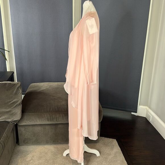 Women’s Pink Chiffon 3 Piece Formal Pant Suit Set Mother of the Bride Size 4 NWT - Picture 6 of 15